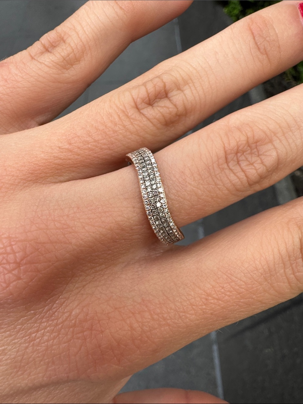 Diamond Pavé Multi-Row Band Ring set in rose gold
